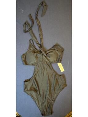 Edel Qual Black One-Piece Cutout Swimsuit Size Med.